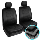 Season Guard Bel-Air Seat Cover with Built-in Antimicrobial Protection, Universal fit, Black Faux Leather w/Carbon Fiber Pattern, 2pc kit LeadPro Inc